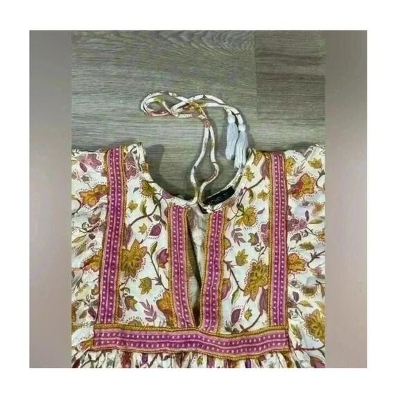 Rachel Zoe 3/4 Sleeve Peasant Top Size S Small Floral Blouse Boho, Yellow Pink - Picture 3 of 8